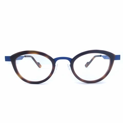 アンバレンタイン ANNE - VALENTIN FOSSETTE メガネ 眼鏡 バタフライ型 度なし べっ甲柄 青 ブルー 46□22-145