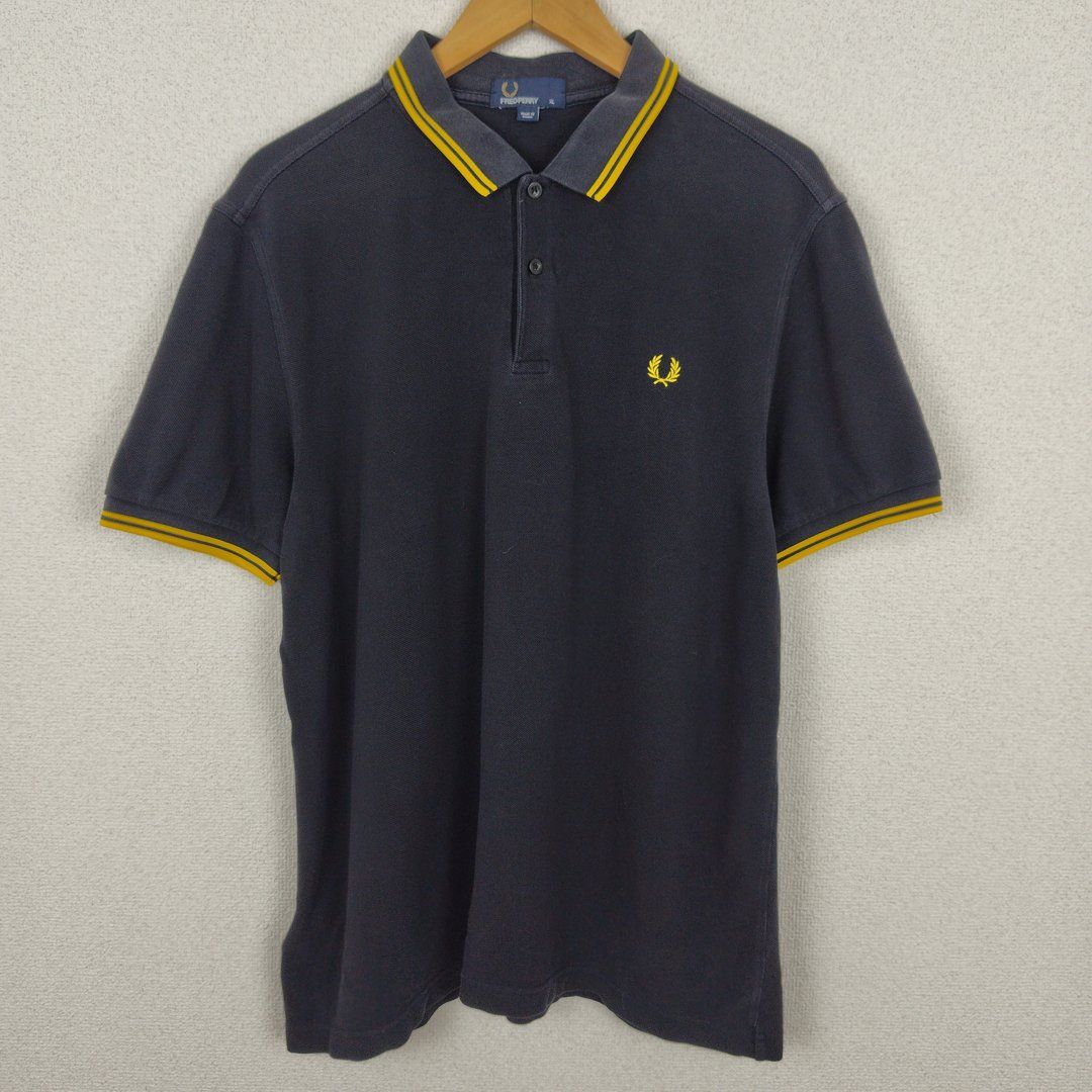 デッドストック 90s FRED PERRY ポロシャツ ブラック 古着 90s FRED PERRY ボーダー カノコ ポロシャツ XL 古着