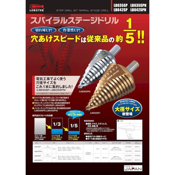エビ ステージドリル コーティング 9段 六角軸 4−12 62-9929-52