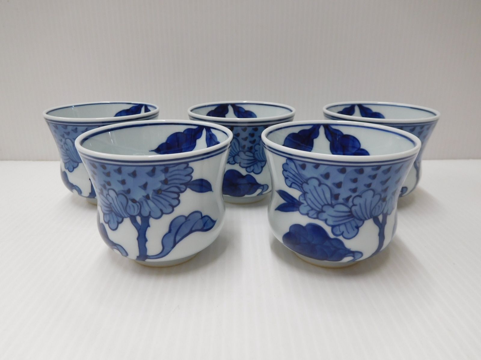 源右衛門窯 向日葵 湯呑揃(5客)囗 T巛 染付向日葵（そめつけひまわり