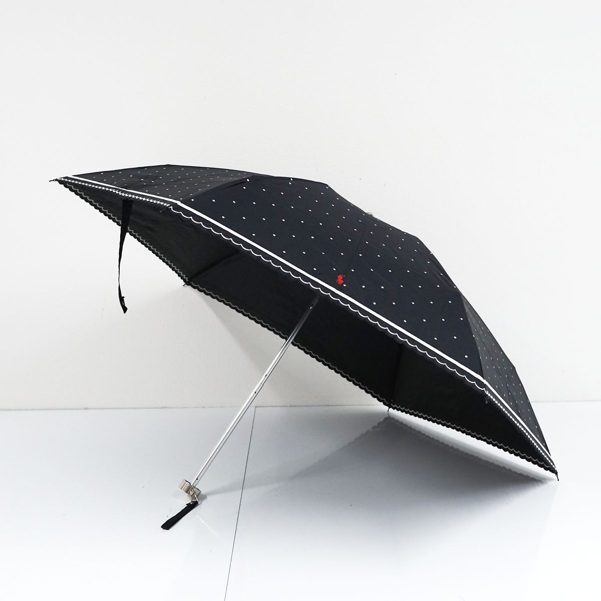 新品未使用★ラルフローレン 日傘 晴雨兼用 黒ボーダー　刺繍ポニー POLO RALPH LAUREN 傘 遮光 晴雨兼用日傘 ”ボーダー×パイピング