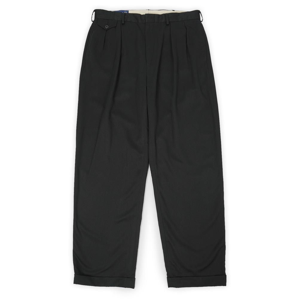 ポロラルフローレン POLO RALPH LAUREN 90s 90年代 2タック トラウザー 珍品 ポリエステルシェル スラックス ゴルフ GOLF ヴィンテージ アメリカ 古着 パンツ ブラック 黒 W34 L32【中古】