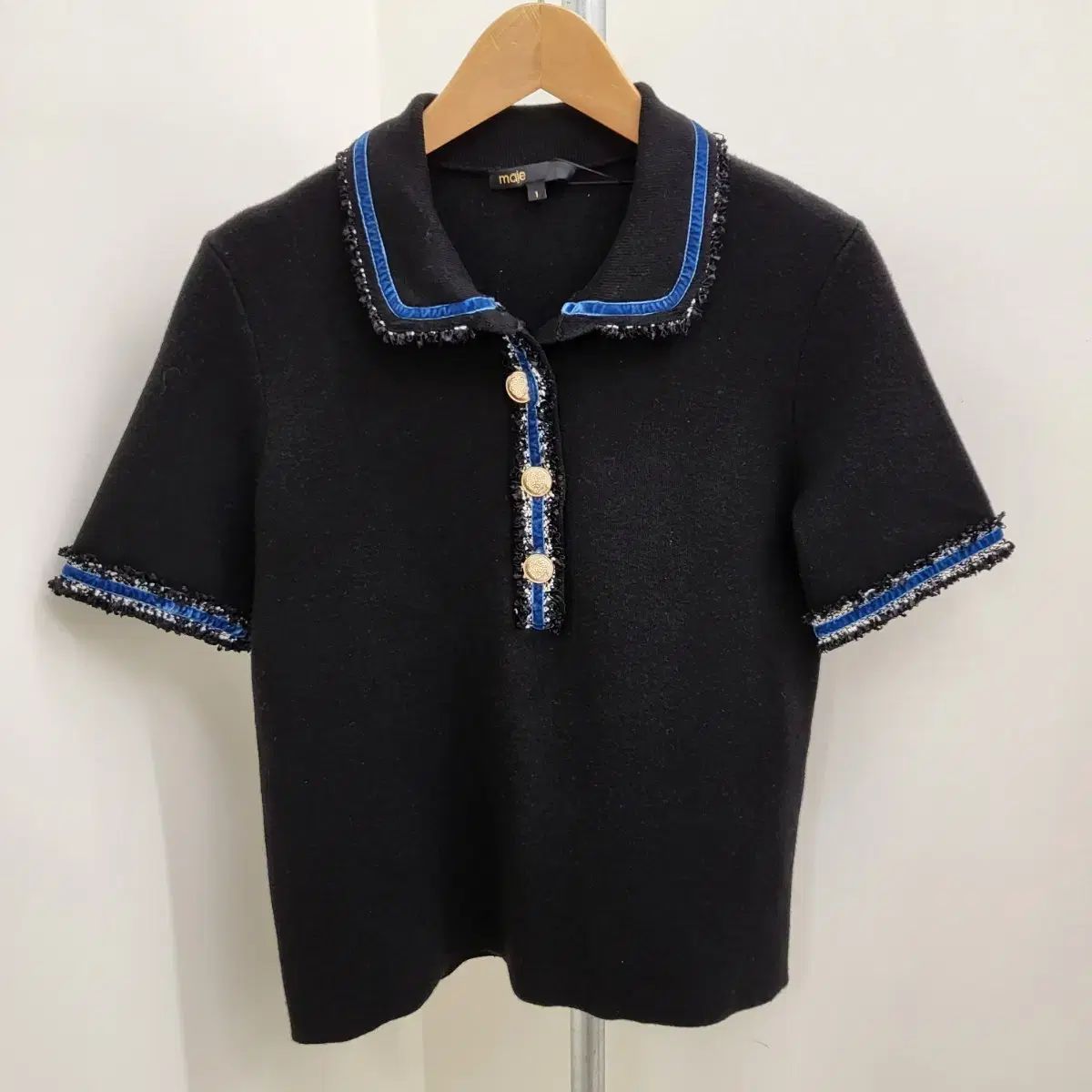 maje マージュ ベロア 半袖 カラーTシャツ