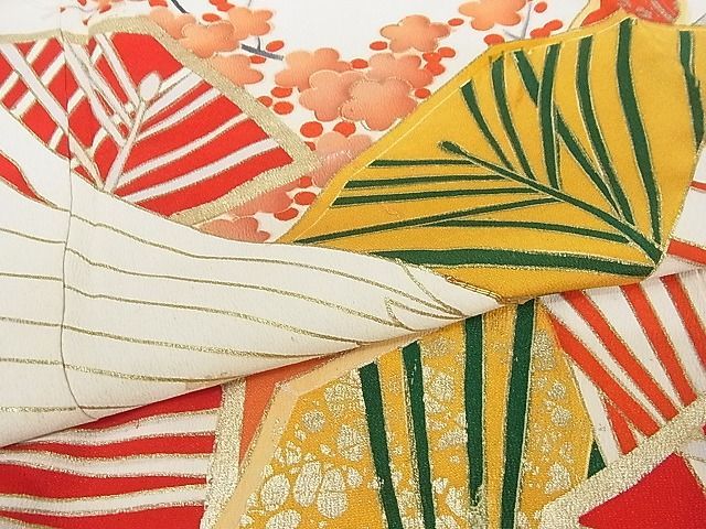 平和屋-こころ店□極上 アンティーク 大正ロマン 振袖 駒刺繍 飛鶴松文