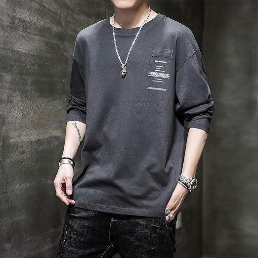 メンズ無地長袖Tシャツ春秋おしゃれ 楽天市場】Tシャツ メンズ 無地 長袖 ロング丈 トール ワッフル