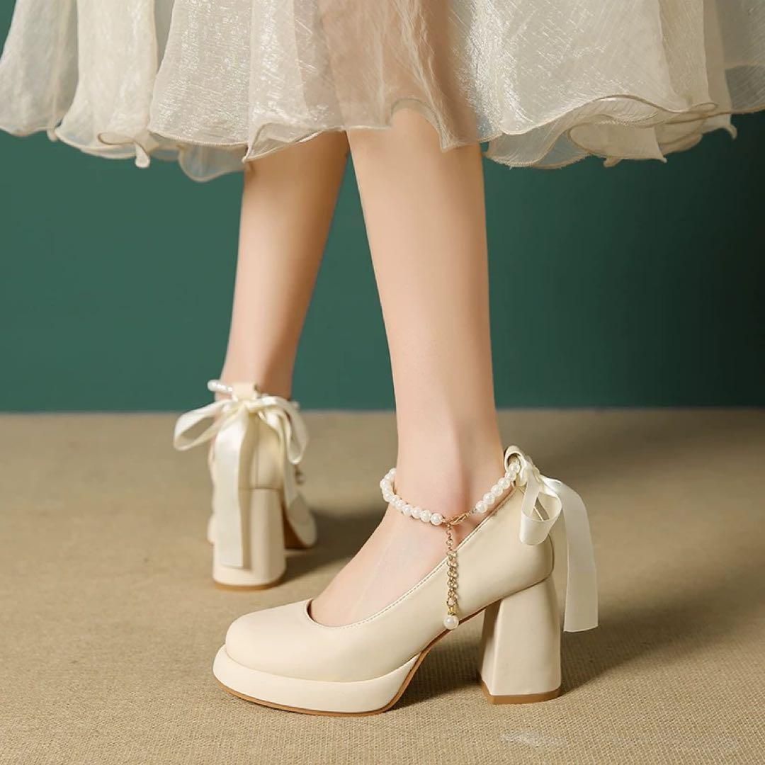 【新品】ウェディングシューズ　ヒール8.5cm 前撮り　結婚式 25年新作 【新品】ウェディングシューズ ヒール8.5cm 前撮り