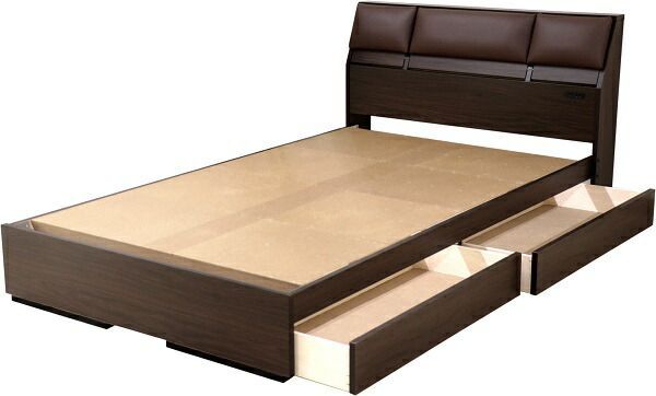 マットレス付 クッションシート ベッド 木製ベッド セミダブル SD フラップテーブル 引出 引き出し コンセント マット付 マットレスセット ブラウン ダークブラウン 茶 BR DBR 国産天然ラテックス入ポケットコイルスプリングマットレス 機能性 NEXPOTALLINN_EU