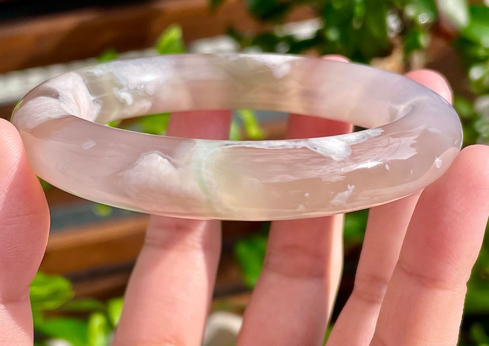 【超高品質】美品瑪瑙バングル54mm+ 透明度高】瑪瑙バングル54.6mm