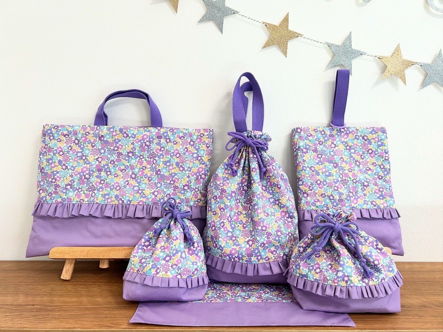 入学入園グッズ６点セット パープル✖️花柄