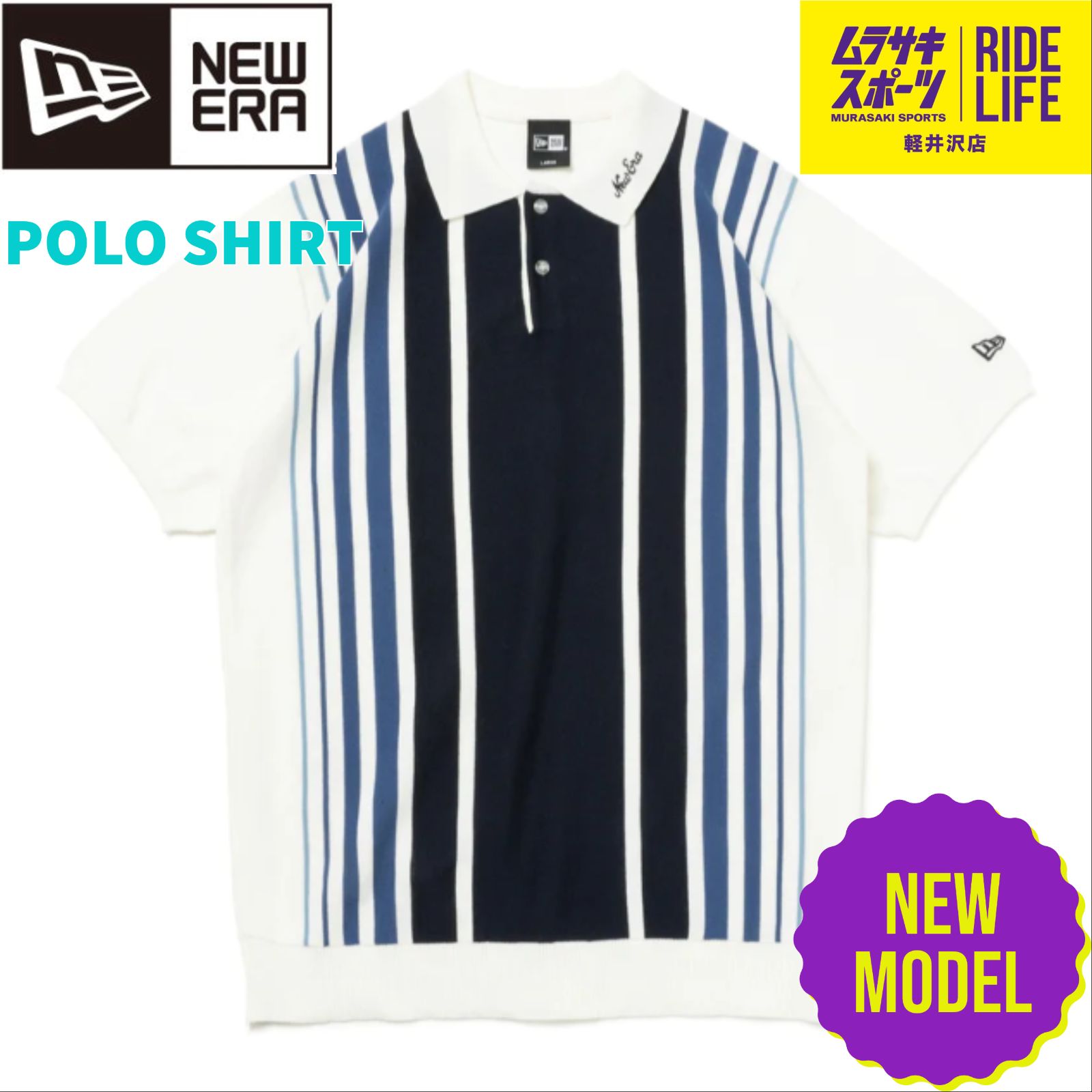 【ムラスポ公式】NEWERA　ニューエラ　ポロシャツ　ニットポロ（ホワイト）　14109060　半袖　ゴルフ　ゴルフウェア