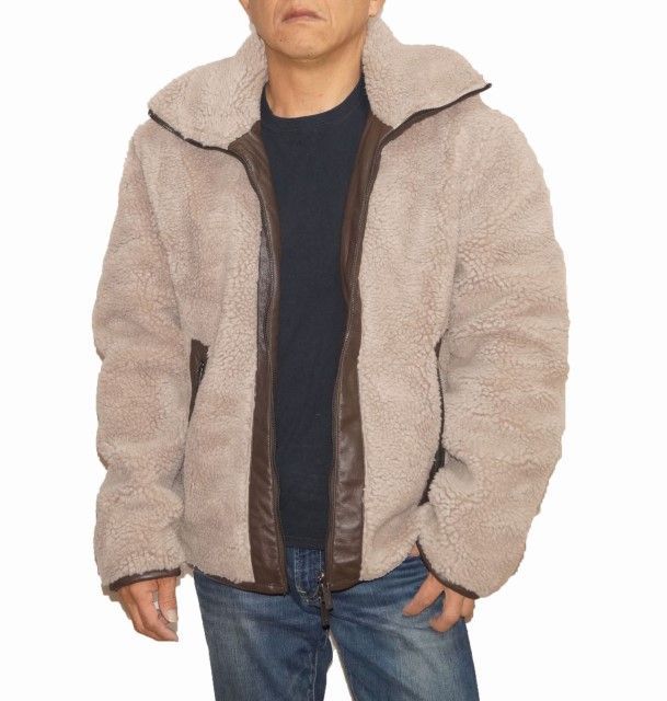 Guess ブラウンレザーシェルパジャケット