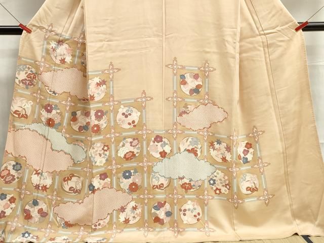 平和屋着物○訪問着 駒刺繍 花籬文 暈し染め 金彩 正絹