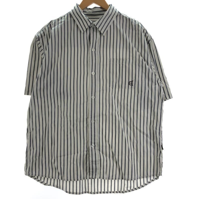 EVISEN WILLIAM STRIPED SHIT 半袖シャツ M ホワイト ブルー エビセン 10