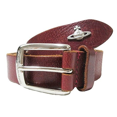 ヴィヴィアンウエストウッド アングロマニア オーブ プリント レザーベルト 赤 Vivienne Westwood ヴィヴィアンウエストウッド オーブロゴバックル