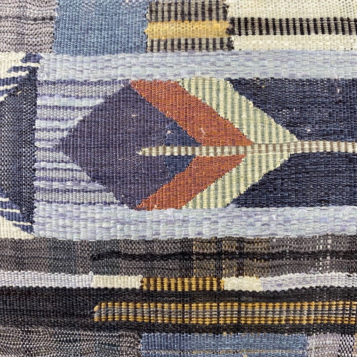 袋帯 秀品 やまと 縞 幾何学模様 灰紫 お太鼓柄 正絹