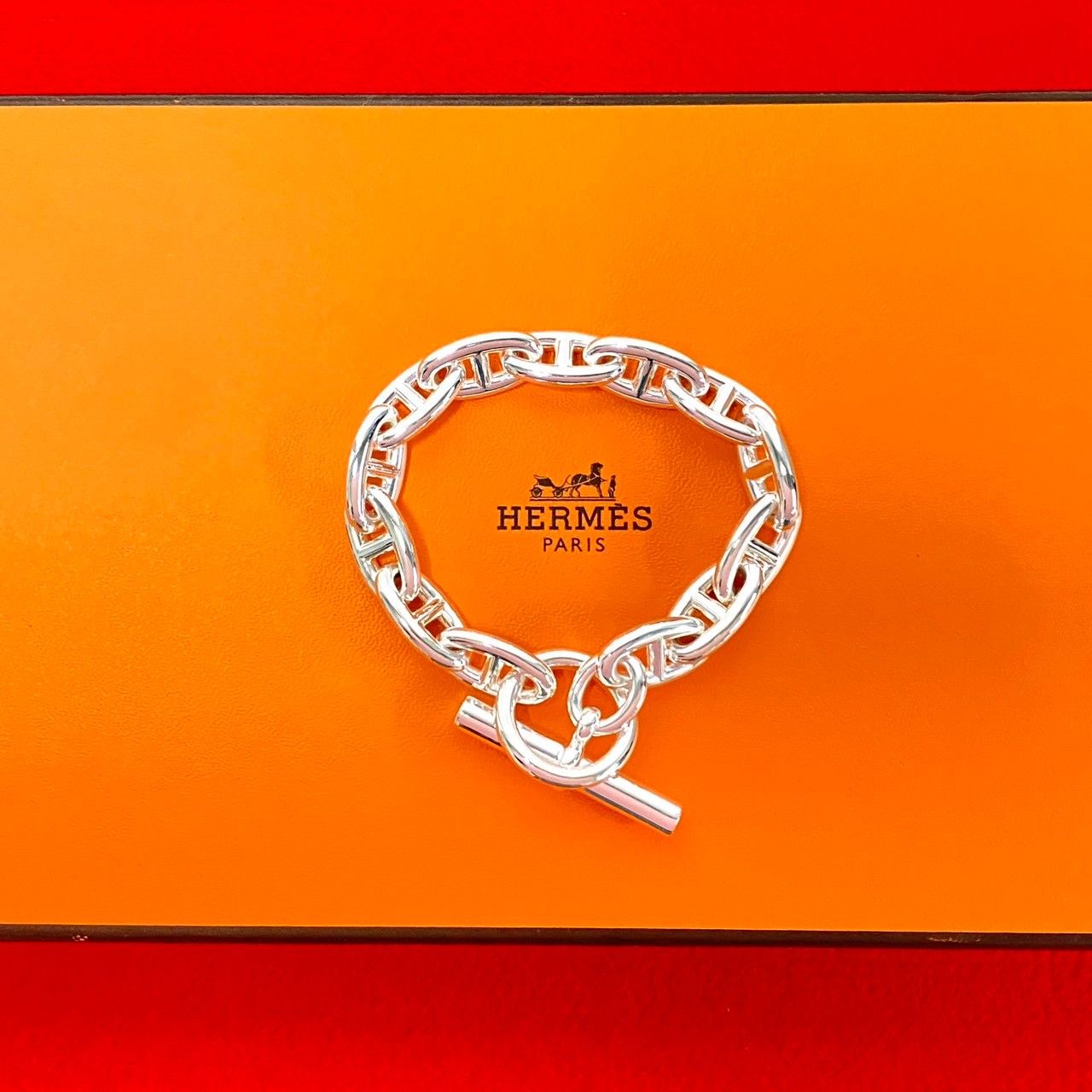 極 美品 HERMES エルメス シェーヌダンクル GM 13コマ シルバー