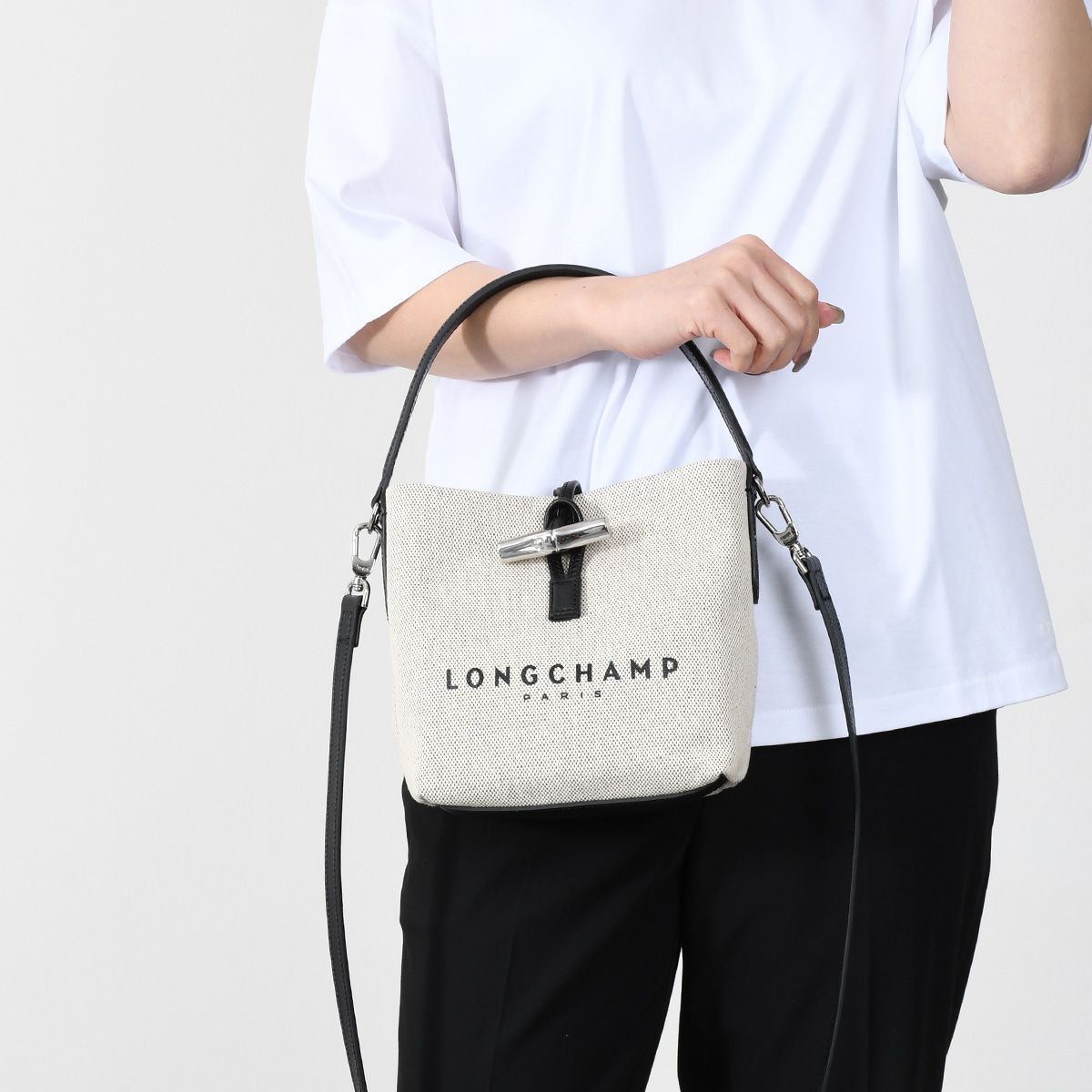 LONGCHAMP ロンシャン バッグ キャンバス ロゾ 2WAY バケットバッグ 