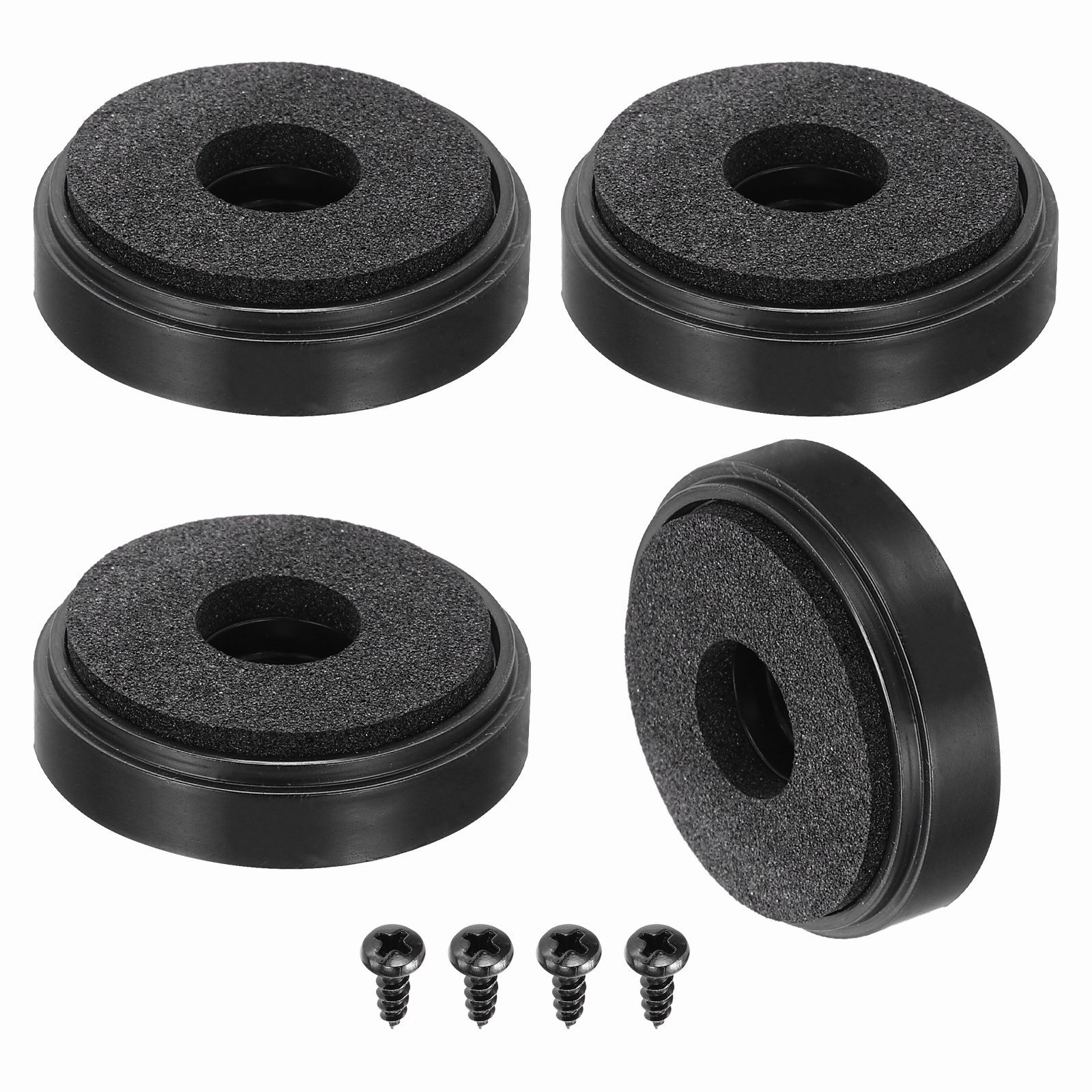 uxcell 4pcs Speaker Insulated Feet 30mmx8mm Plastic Foam Shock Absorption Bass Pad Anti Vibration Amplifier Stand Feet Matte for Audio CD HiFi Home Theater Sound System Black