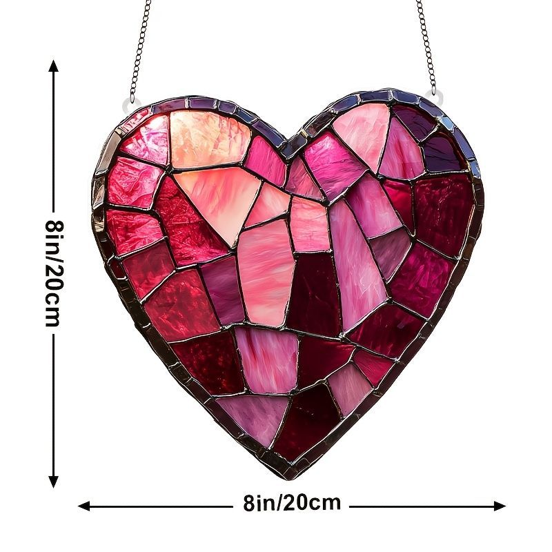 サンキャッチャー プラスチック製 ステンドグラス風 愛 ハート ラブ 窓