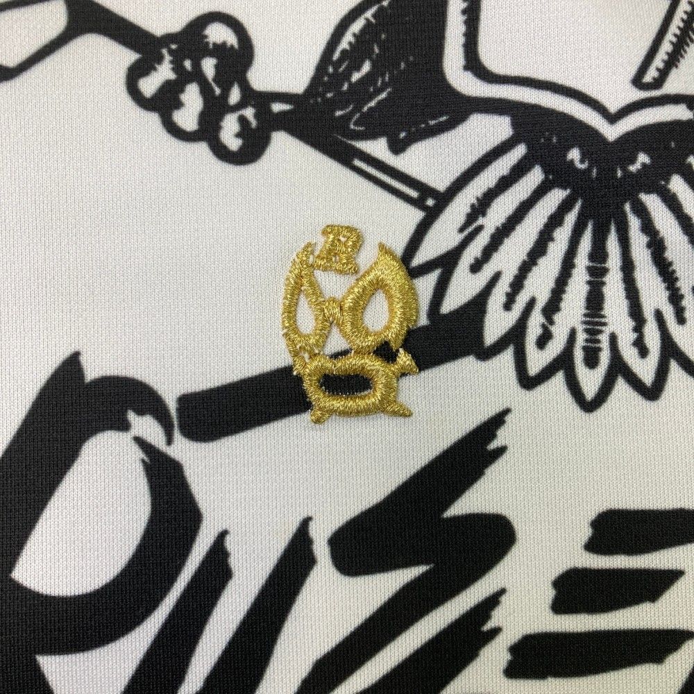 サイズ：4 RUSSELUNO ラッセルノ  半袖ポロシャツ ボタンダウン ルチャ刺繍 総柄 ホワイト系 [240101439730] ゴルフウェア メンズ ストスト サイズ：4 RUSSELUNO ラッセルノ 半袖ポロシャツ ボタンダウン
