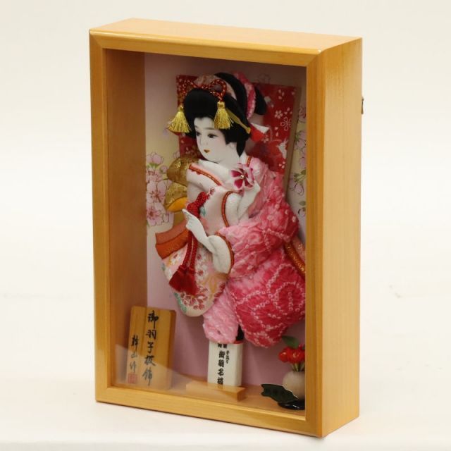 羽子板 壁掛け飾り 麗 高さ33cm 絞り×金襴 桧ケース (2024