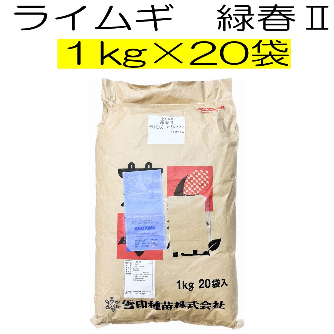 ライムギ種子 緑春２ 20kg 種 雪印種苗 緑肥物語 緑肥の種