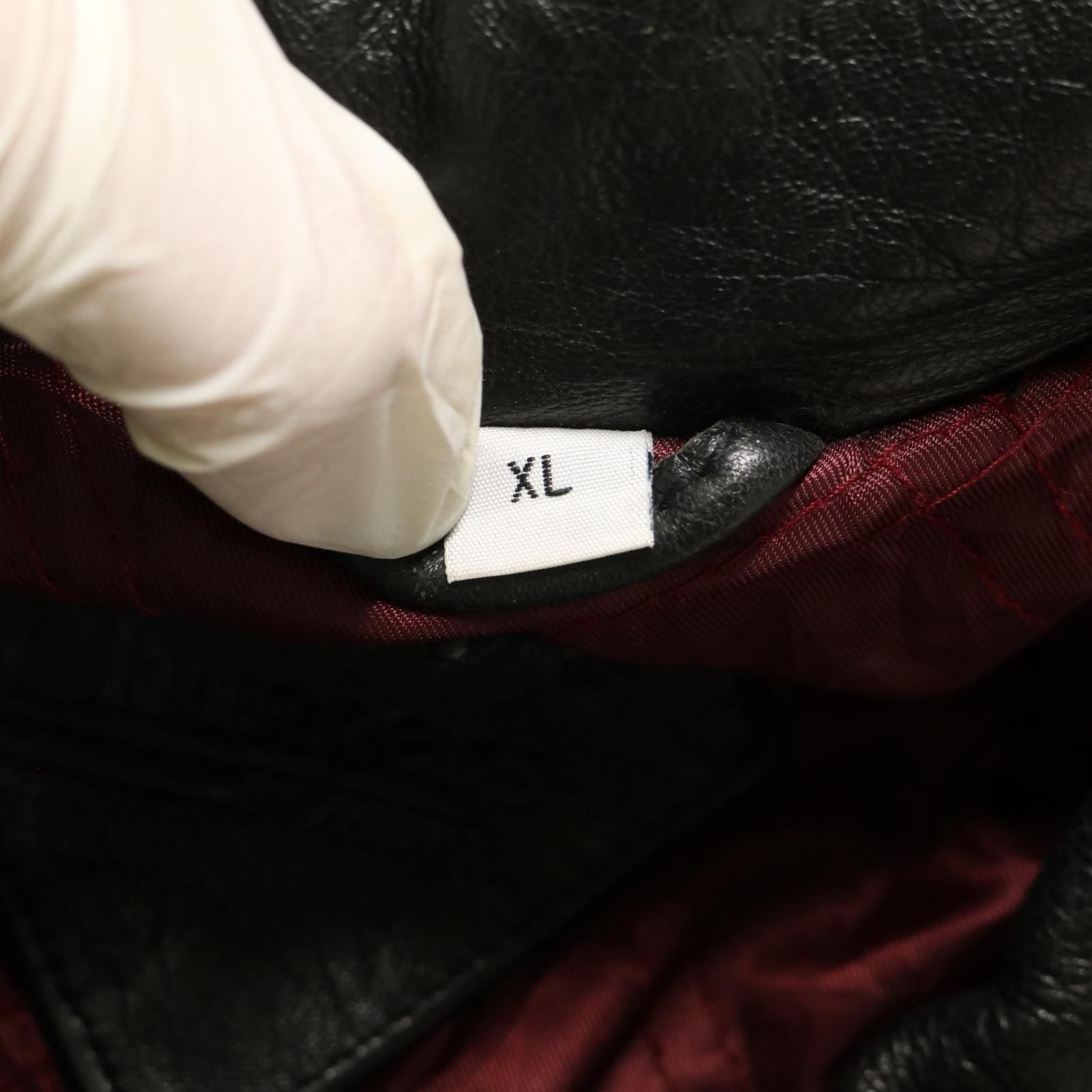 Chukkers レザースタジアムジャケット 企業ロゴ ブラック (メンズ XL  