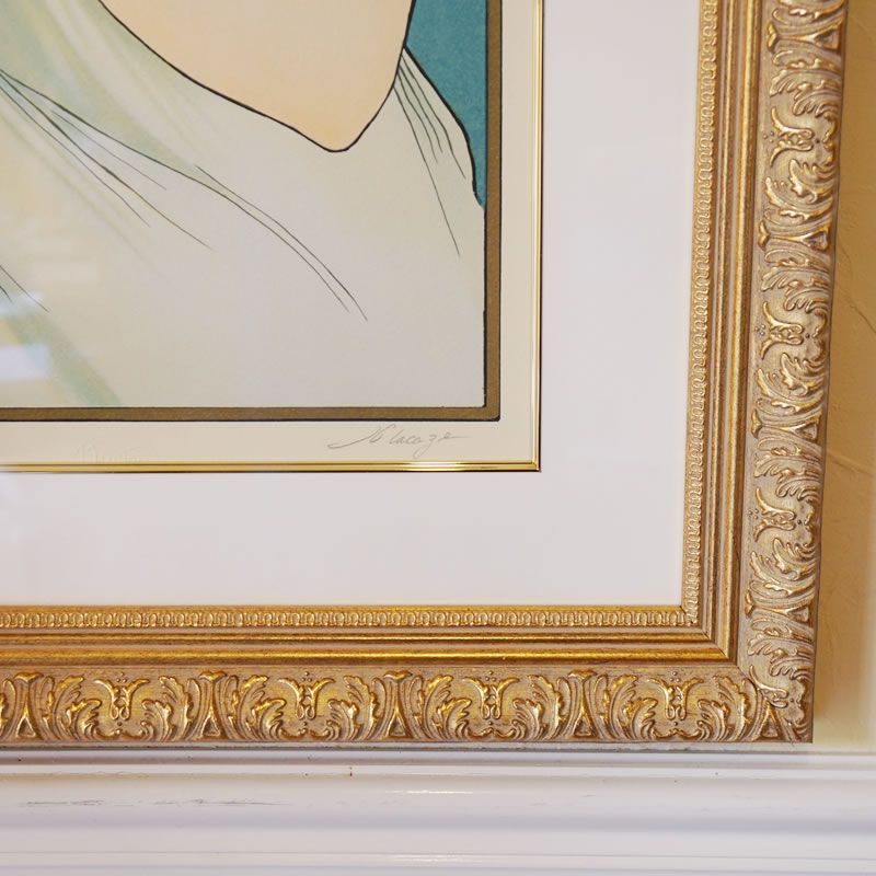 アルフォンス・ミュシャ　羽根ペン　リトグラフ　絵画　額縁　大型　美術品 Feather1-819x1024.png