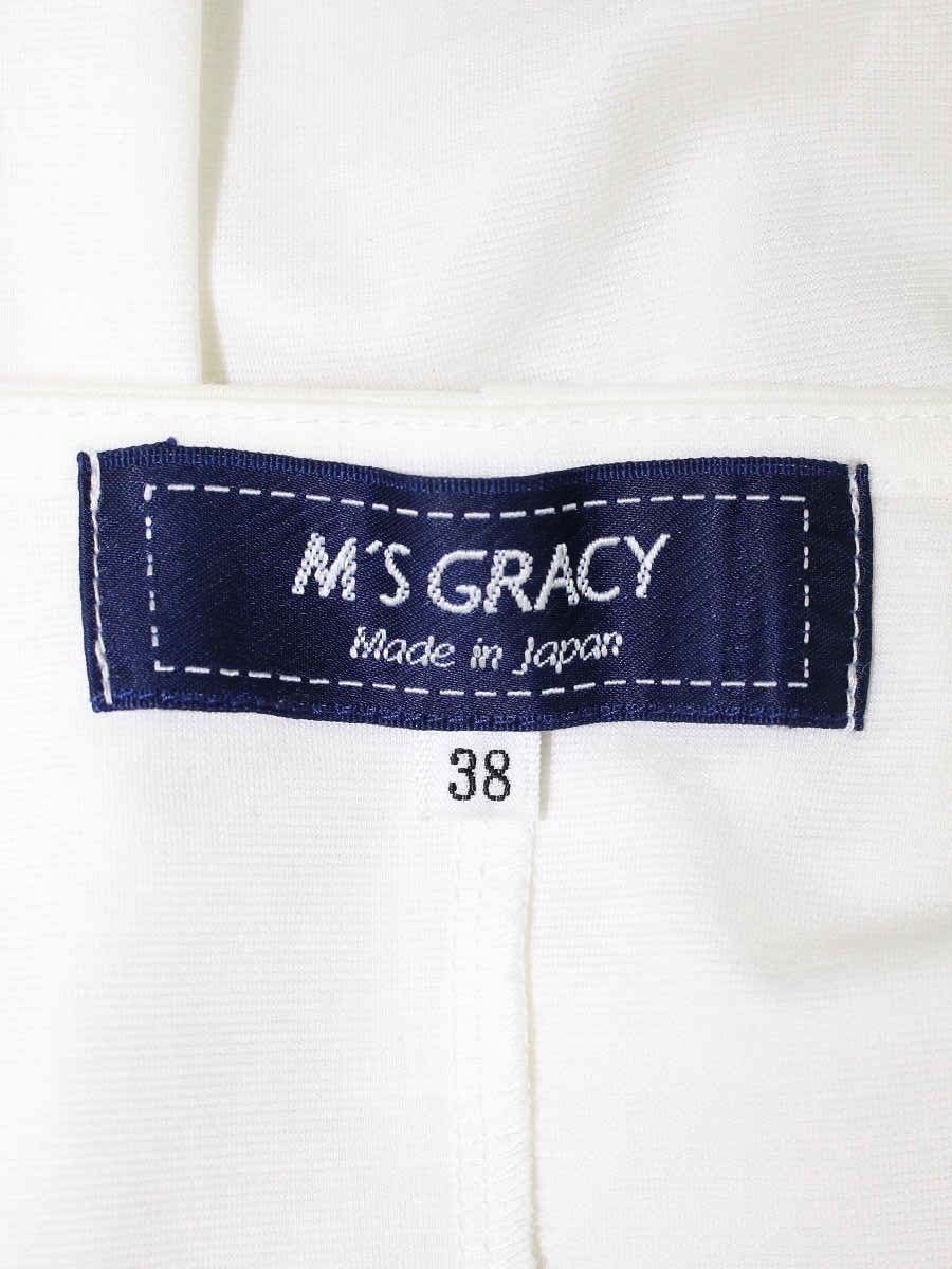  エムズグレイシー 315328 トップス 38 ホワイト レース リボン 半袖 チュニック