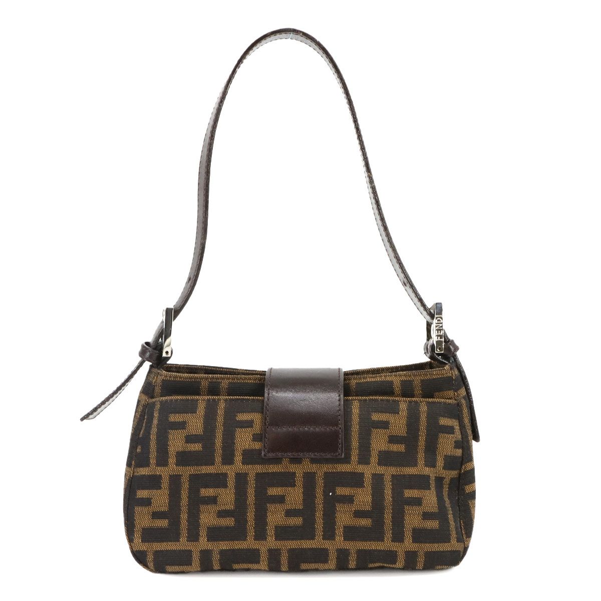 フェンディ FENDI ズッカ ショルダー バッグ キャンバス レザー ブラウン 26723 シルバー 金具 Zucca Shoulder Bag 90297085 DECORATOM_COM_BR