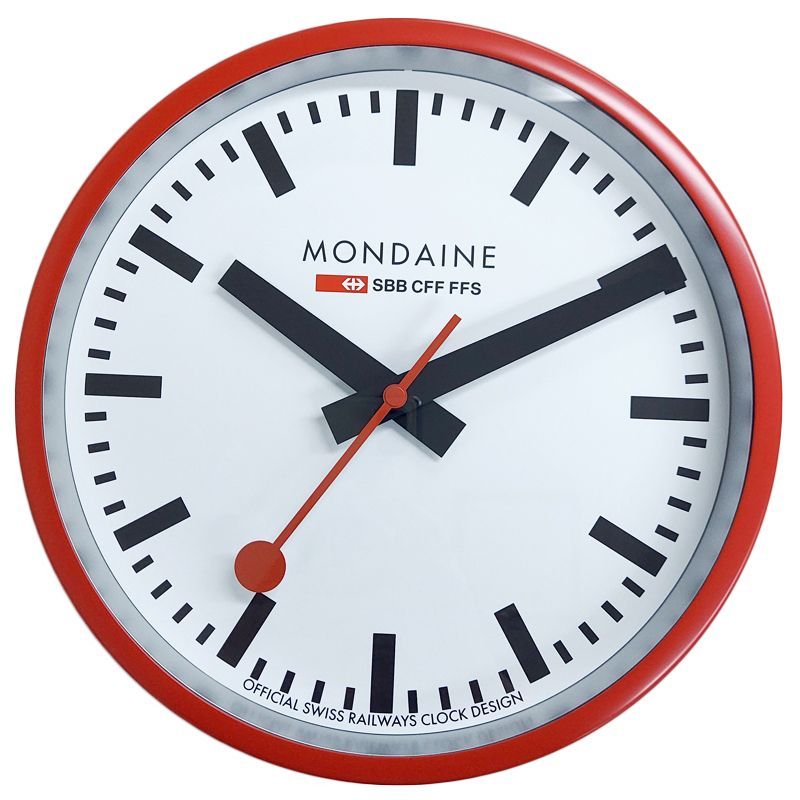モンディーン MONDAINE 箱凹みあり ウォール クロック Wall Clock 掛け時計 A990.CLOCK.11SBC 25cm レッド 並行輸入品