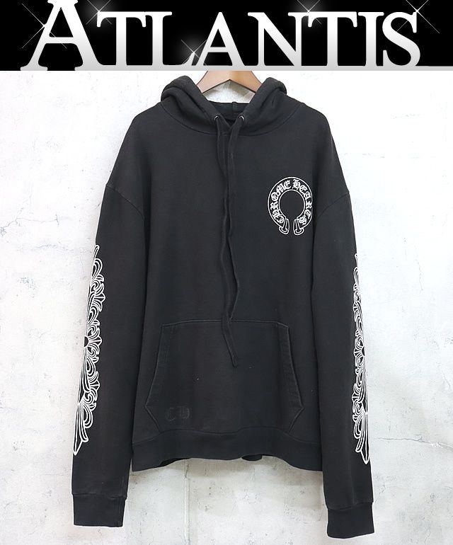 CHROME HEARTS 銀座店 クロムハーツ 袖フローラルプリント プルオーバー パーカー 長袖 メンズ size:M 黒 97459