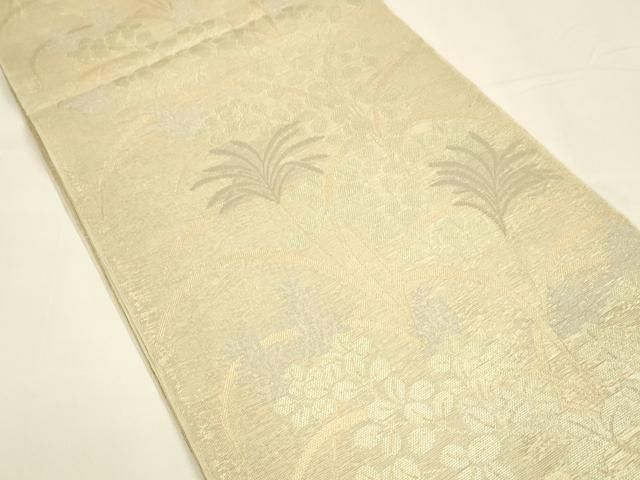 平和屋着物*夏物 織物一筋名門 織悦 全通柄 本袋帯 草葉文 金銀糸 正絹 DAAY8162cm