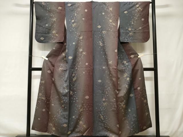 平和屋着物■上質な小紋　霞文　鬼しぼ縮緬　正絹　逸品　未使用　AAAK7420Bph 平和屋着物▽上質な小紋 単衣 作家物 霞文 鬼しぼ縮緬