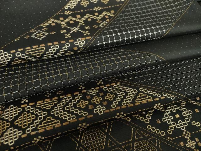 平和屋着物○中国三大刺繍 スワトウ刺繍 汕頭刺繍 総刺繍 本場縞