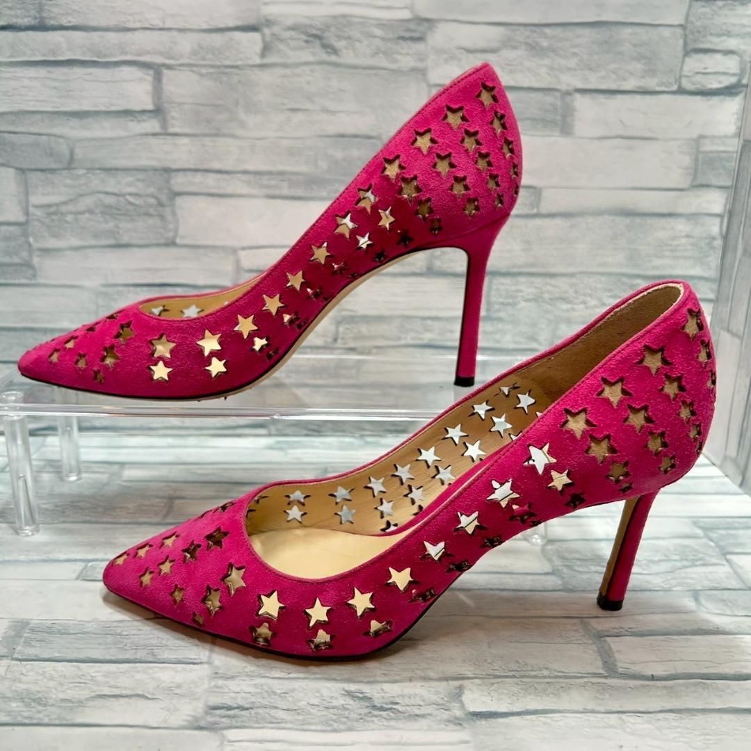 美品】JIMMY CHOO ハイヒール パンチング 星 ピンク スエード