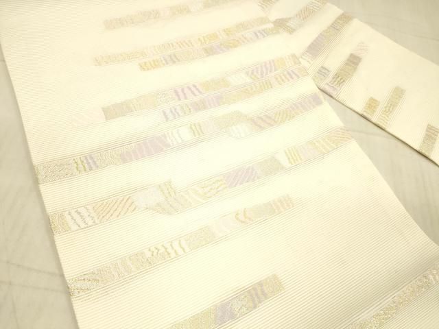 平和屋着物*夏物 西陣 京都イシハラ謹製 九寸名古屋帯 横段文 金銀糸 証紙付き 正絹 DAAX8968cm