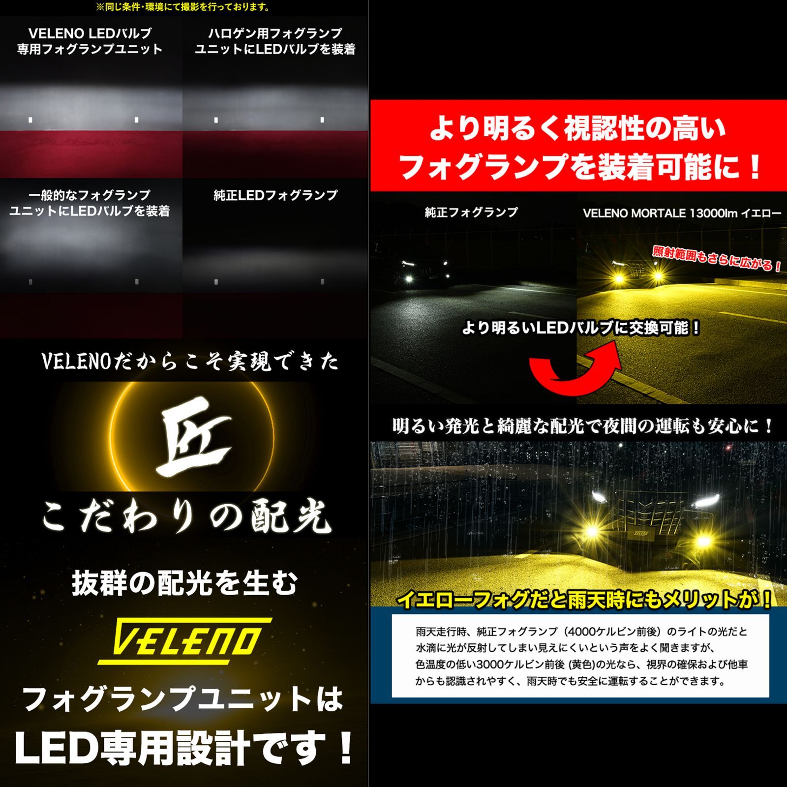 VELENO フォグランプユニット フォグランプ交換 純正交換 純正LED ...