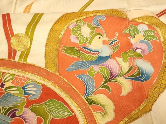 平和屋着物□豪華振袖 駒刺繍 雲取り扇面鳳凰花蝶文 金彩