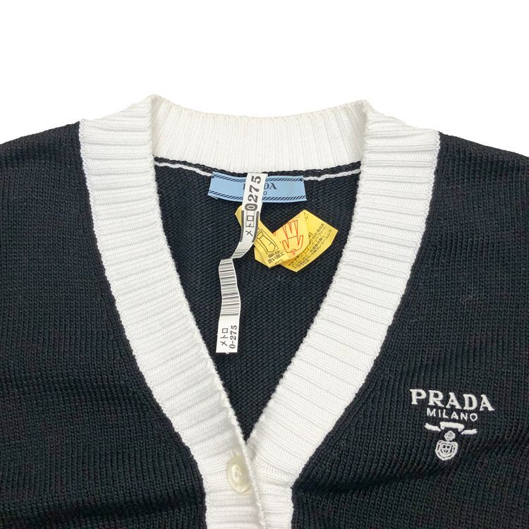 PRADA】 半袖 カーディガン PRADA プラダ クロップド コットン