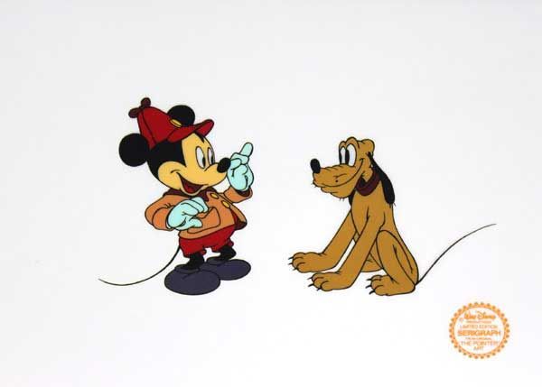 ディズニー セル画「ミッキー&プルート」展示用フック付 額縁カラー