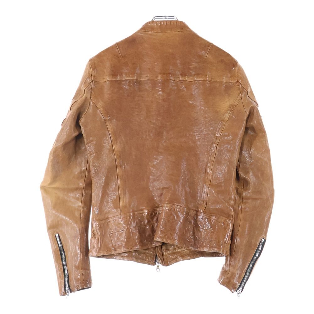 ISAMU KATAYAMA BACKLASH イサムカタヤマバックラッシュ カーフレザー 牛革 ジップアップ シングルライダースジャケット ブラウン