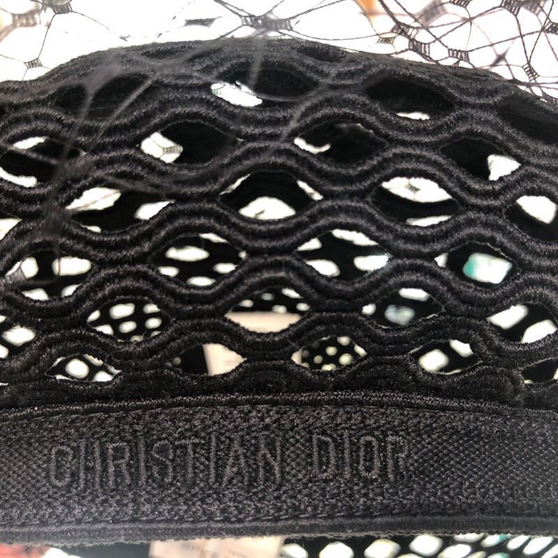 クリスチャン・ディオール Christian Dior レース付きベレー帽 ブラック　 コットン レディース その他ファッション雑貨