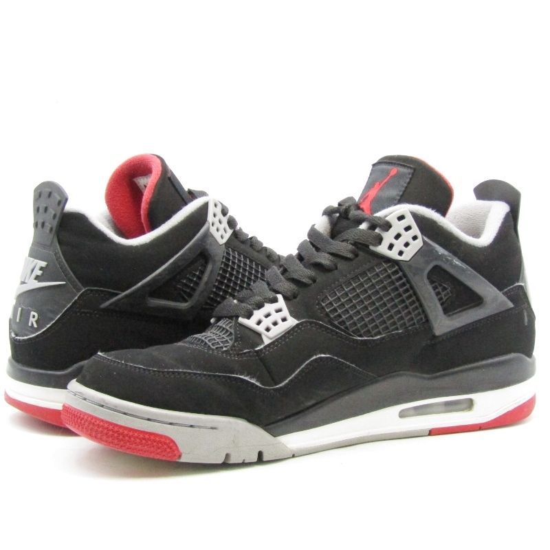 NIKE ナイキ 28.5cm AIR JORDAN 4 RETRO 308497-060 エアジョーダン4 ブレッド BLACK/FIRE  RED-CEMENT GREY 22000569 - メルカリ