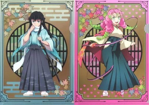 中古】クリアファイル 時透無一郎＆甘露寺蜜璃 金屏風風A4クリア