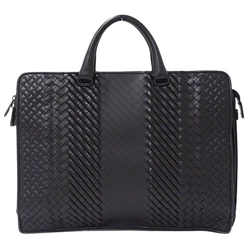 ボッテガ・ヴェネタ BOTTEGAVENETA バッグ メンズ ブランド イントレチャート ビジネスバッグ レザー ブラック 474438 黒 ブリーフケース 書類かばん 大容量 A4 通勤 【中古】