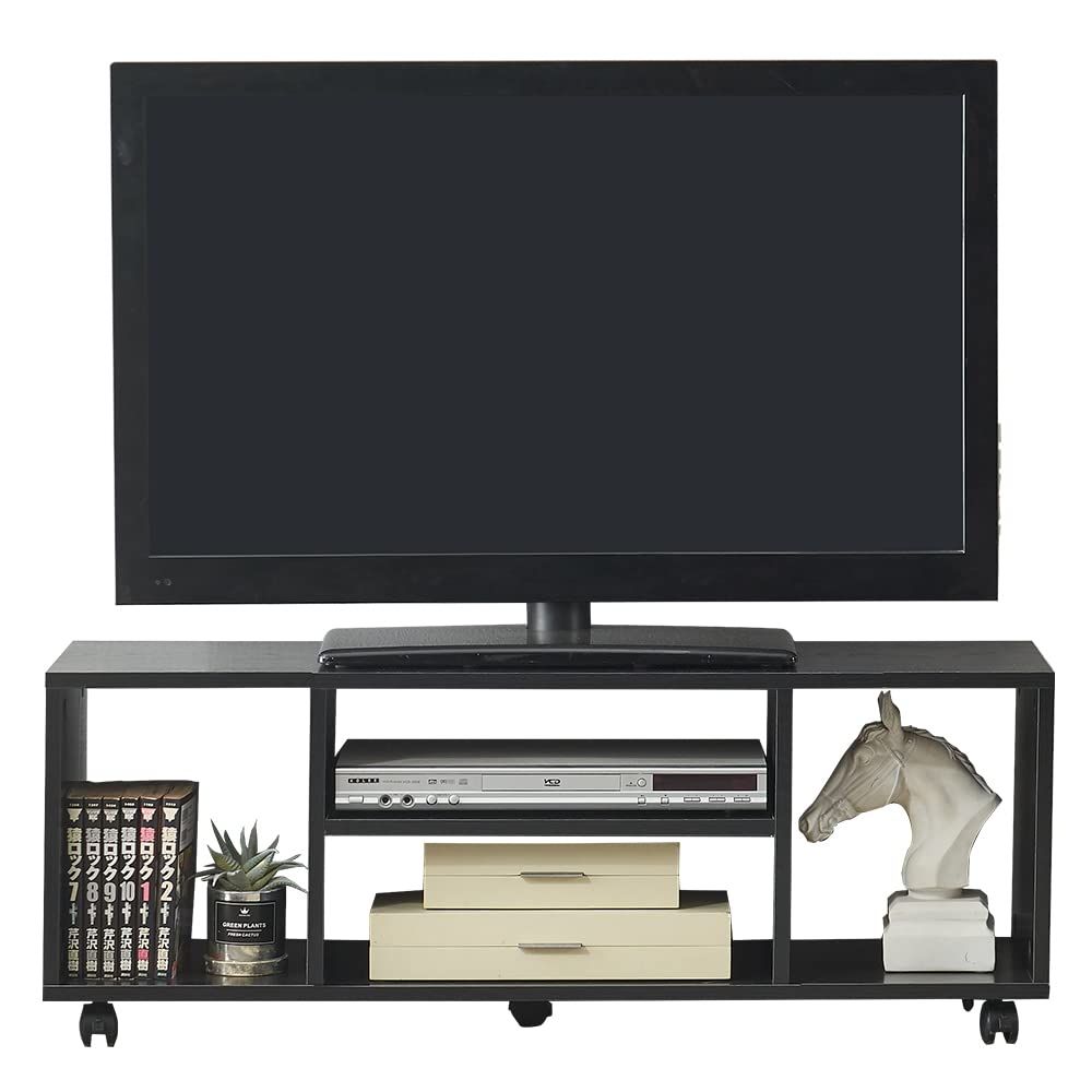 【迅速発送】Vanlent テレビ台 キャスター付き テレビボード ローボード 幅1000mm 奥行296mm 高さ380mm 24型 32型 46型 移動式 (ブラック)