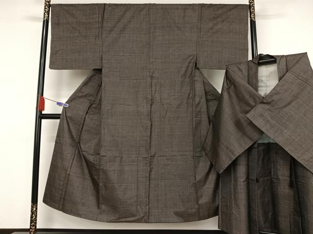 平和屋着物○男性 色紋付 羽織セット 菱文 金糸 正絹 逸品 AAAZ8937ck