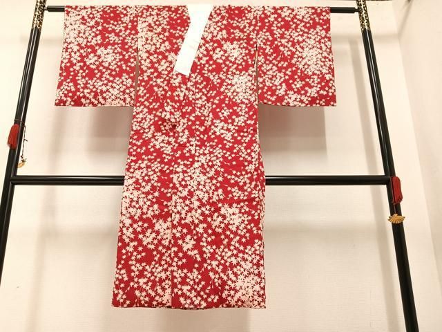 平和屋着物□アンティーク 大正ロマン 長襦袢 袷 楓文 正絹 逸品