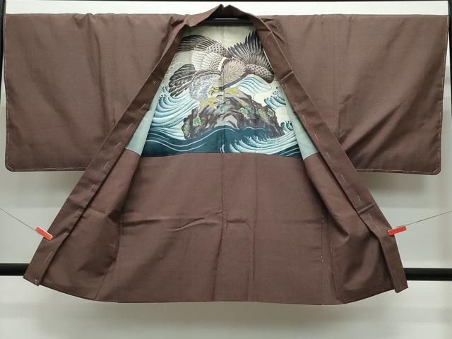 平和屋着物○男性 お召 アンサンブル・長襦袢セット 100亀甲 正絹 逸品